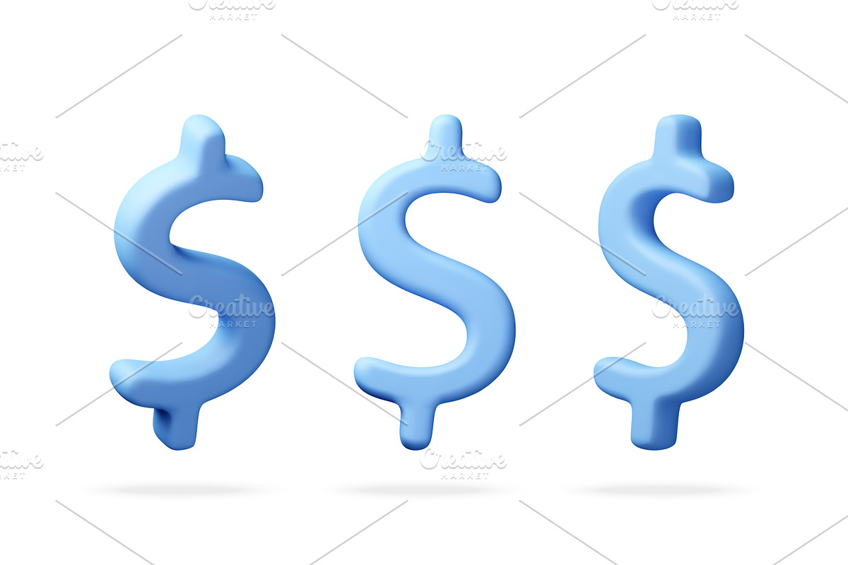 Three blue dollar signs as 3d, an Object Illustration by Abscent