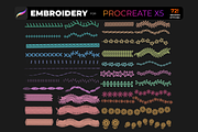 72 Brush-stitch Embroidery PROCREATE, a Brush Add-On by Graphics Resources (Thumbnail 4 of 11)