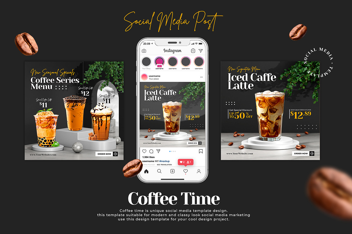 Coffee Social Media Post template, a Social Media Template by Artpaper (Photo 2 of 7)