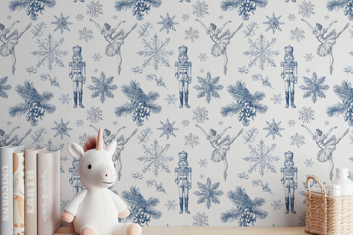 Christmas Toile Seamless Patterns, a Pattern Graphic by Olya Creative (Photo 9 of 21)