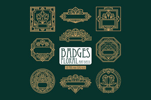 Art Deco 18 Floral Badges
