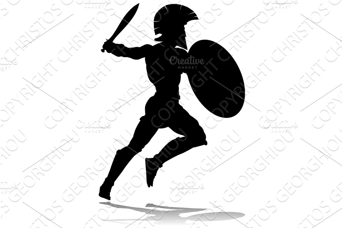 Spartan Silhouette Gladiator Trojan, an Object Illustration by Christos Georghiou