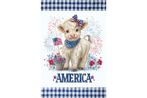 Patriotic Cow Art for Prints Decor, an Animal Illustration by Art Paradise Studios