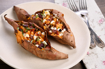 Baked stuffed sweet potato, a Food & Drink Photo by Apolonia