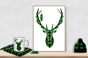 Green Buffalo Plaid Deer/Antlers, an Illustration by FrankiesDaughtersDesign (Thumbnail 5 of 5)
