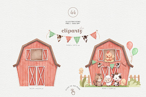 Farm Animals - Watercolor Clipart