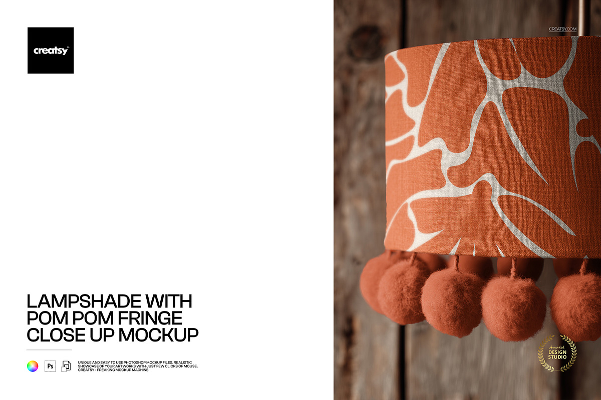 Lampshade with Pom Pom Fringe Mockup, a Household Mockup by creatsy5 (Photo 1 of 5)
