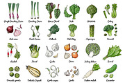 Vector food: vegetables and fruits, a Food Illustration by irina.vaneeva (Thumbnail 7 of 16)