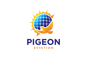 Pigeon Eviction Solar Panel Logo, a Branding & Logo Template by Buqancreative