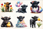 Easter Black Highland Cow Sublimatio, a Seasonal Illustration by Rose Art (Thumbnail 2 of 4)