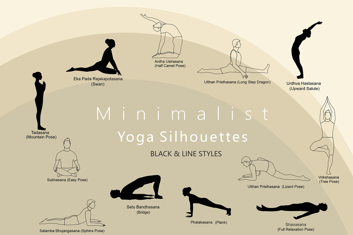 Minimalist Yoga Poses Silhouettes, a Graphic by Svetlana Voloshina (Photo 2 of 3)