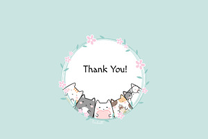 HELLO SPRING Cute Cat Clipart Set