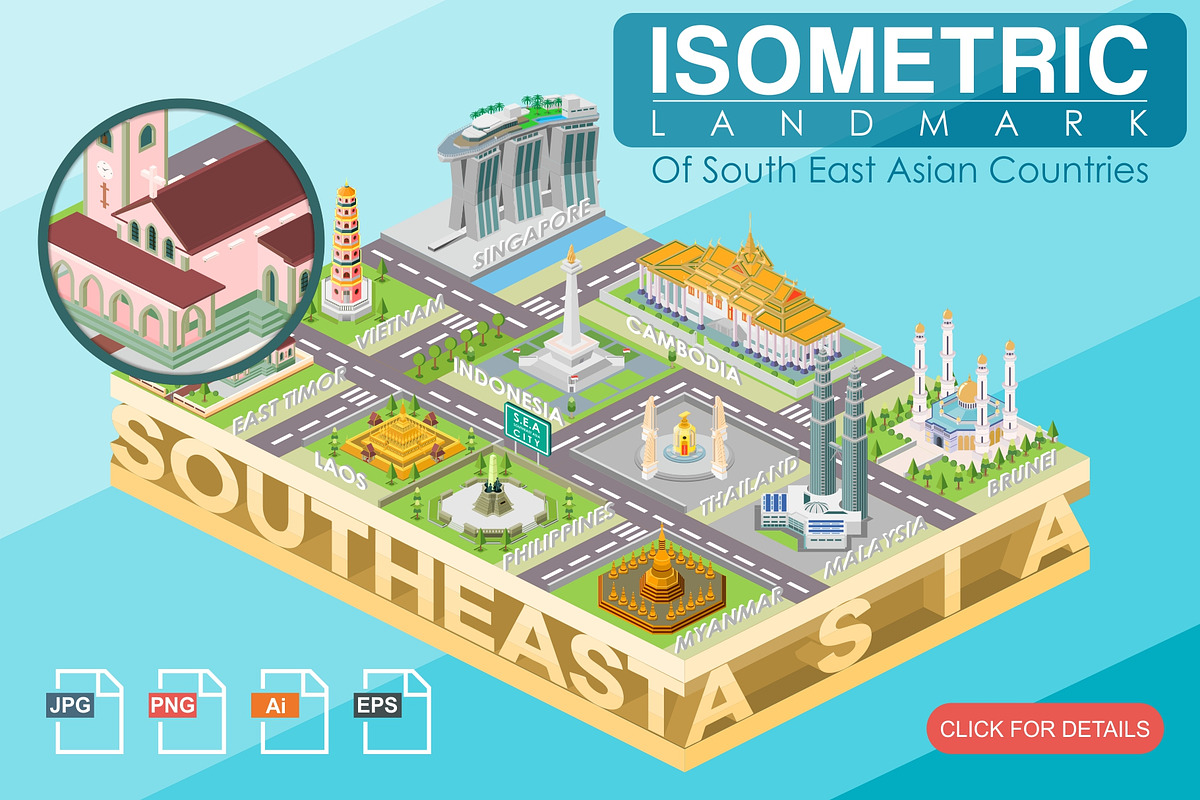 Isometric Landmark of Southeast Asia, an Object Illustration by Hellas Fellas Studio (Photo 1 of 5)