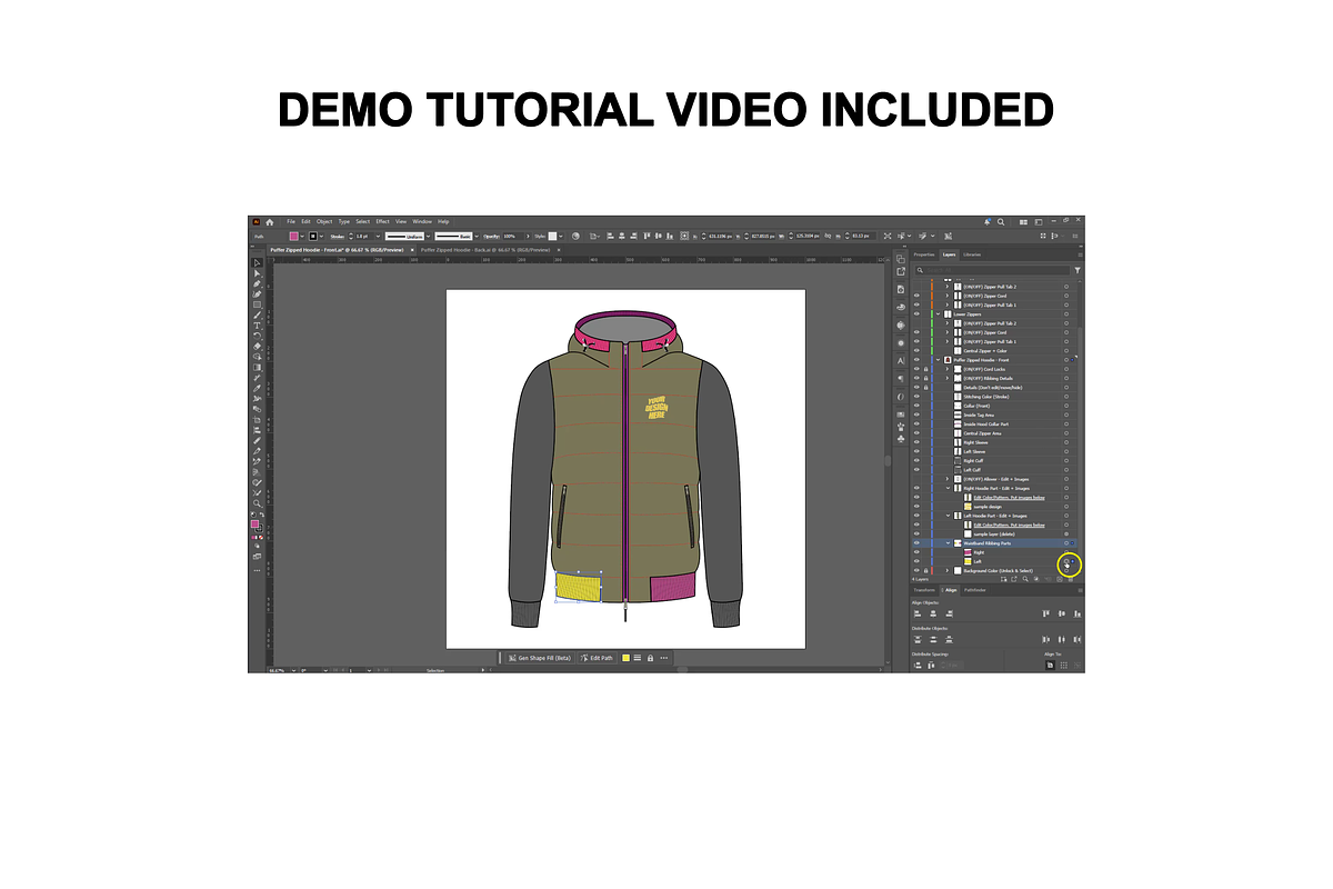 Puffer Zipped Hoodie Vector Mockup, an Apparel Mockup by Infinity Mockups (Photo 8 of 9)