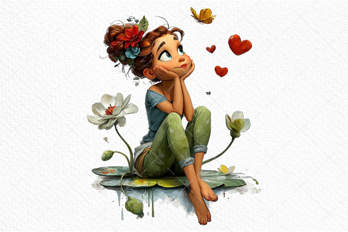 Whimsical Valentine Girl Clipart Png, an Illustration by Craft Nest (Photo 10 of 11)