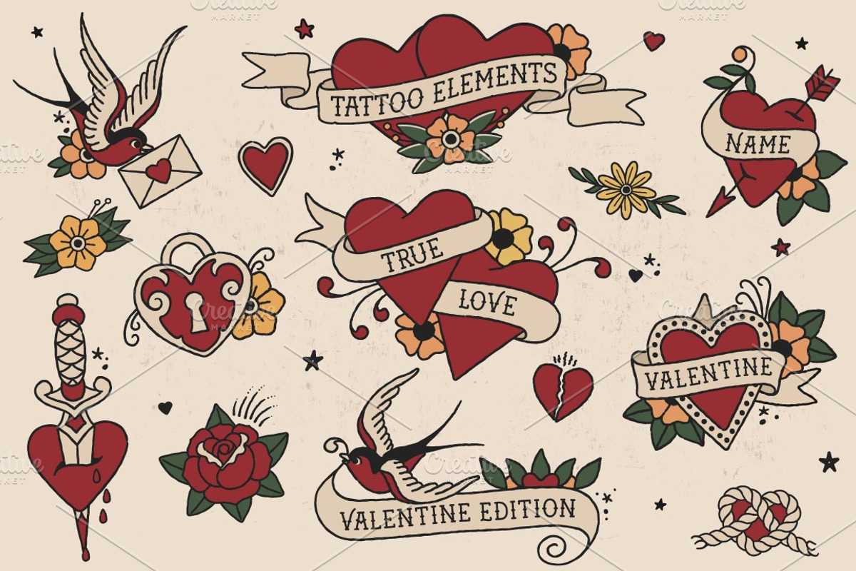 Tattoo Elements - Love Edition, an Illustration by BAD TASTE (Photo 5 of 12)