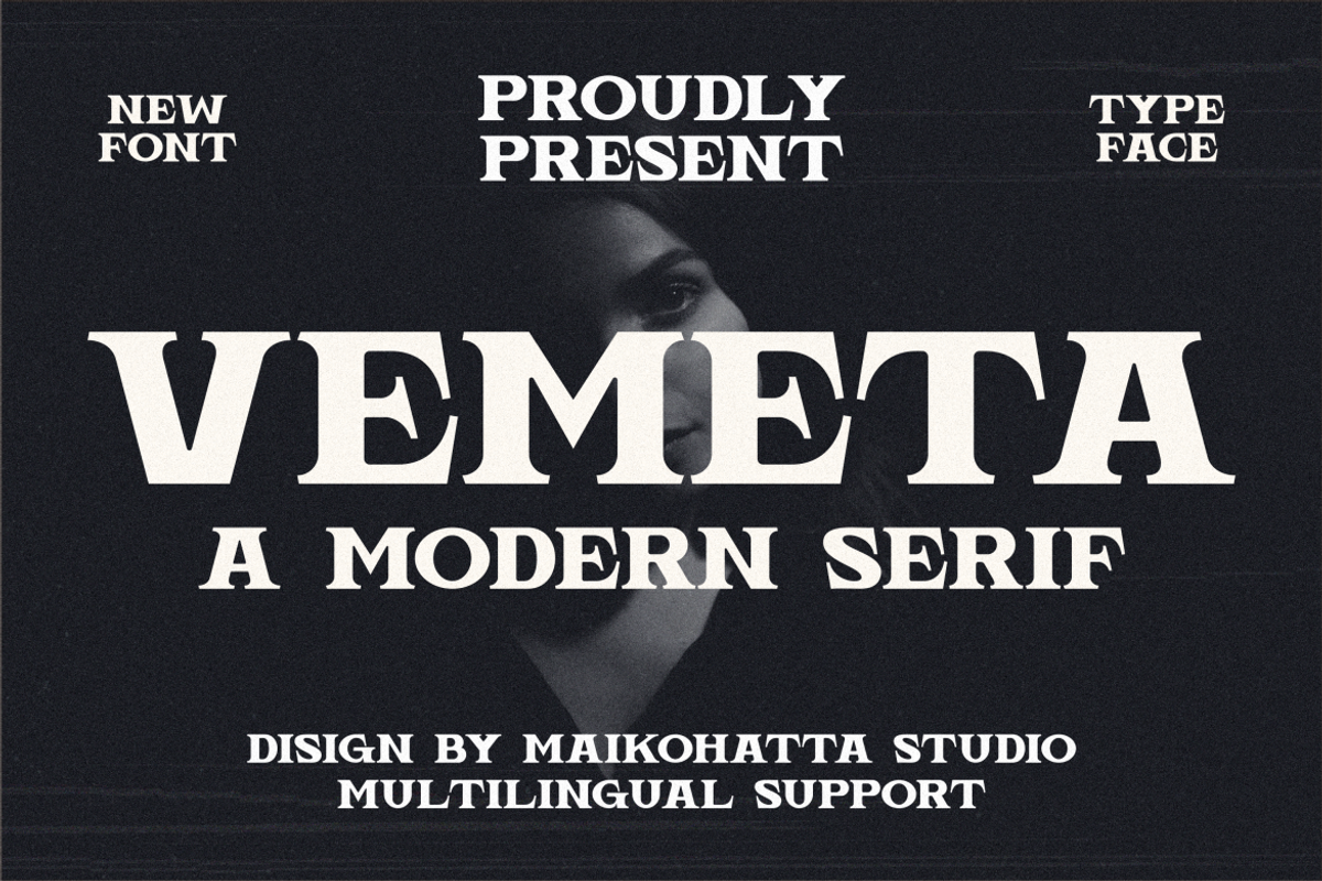 Vemeta - Modern Serif Font, a Serif Font by MaikoHatta (Photo 1 of 8)