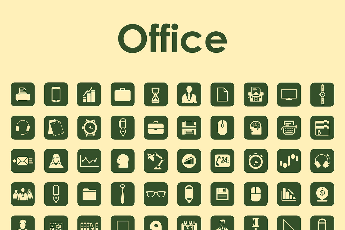 Set of OFFICE simple icons, an Outline Icon by Palau