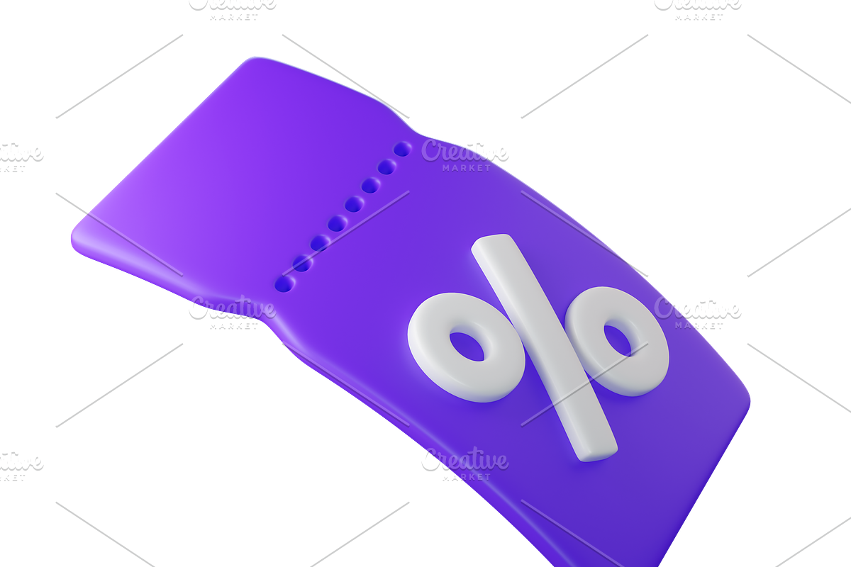 Flying purple 3D discount coupon, an Object 3D Model by Hannet (Photo 8 of 8)