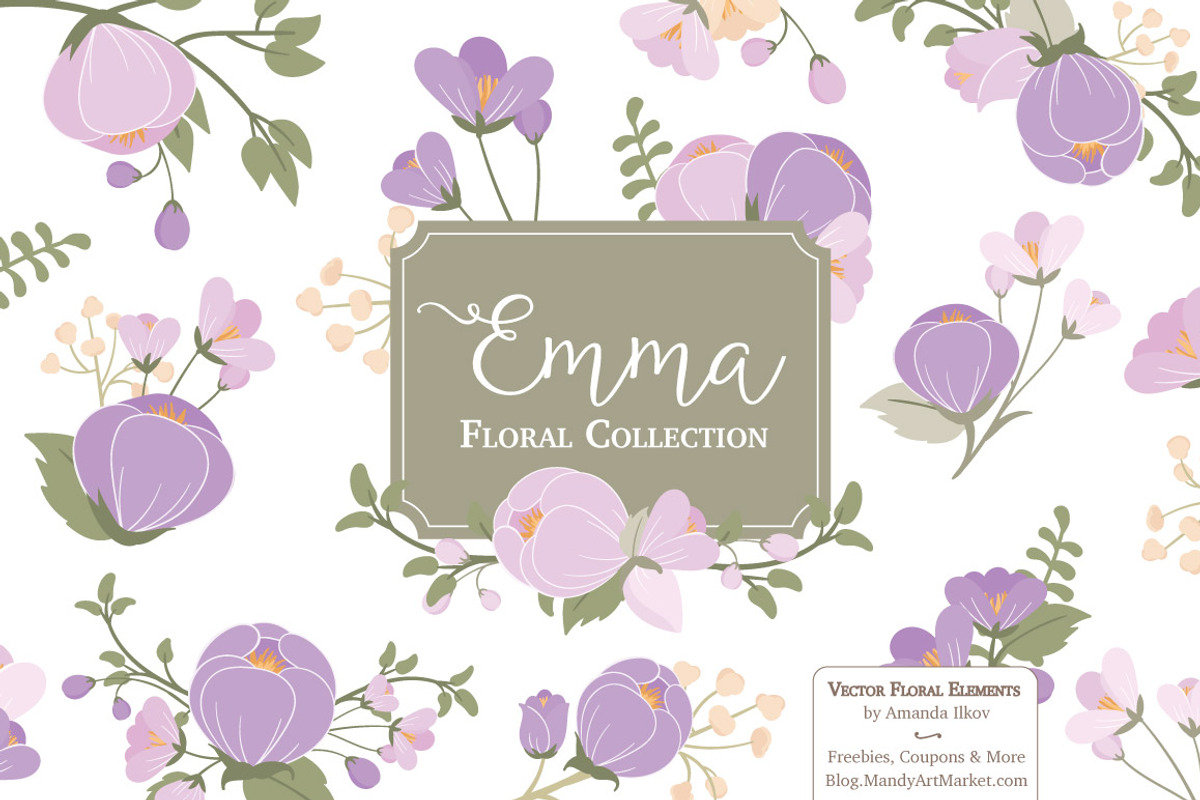 Lavender Flower Clipart & Vectors, an Illustration by Amanda Ilkov (Photo 1 of 3)