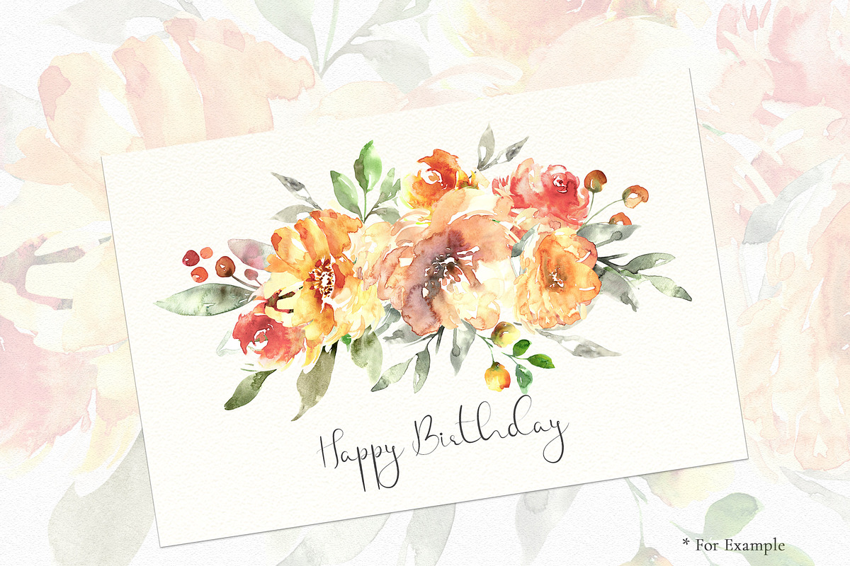 Ginger - Watercolor Flowers Clipart, a Decorative Illustration by MariaScaroniAtelier (Photo 5 of 6)
