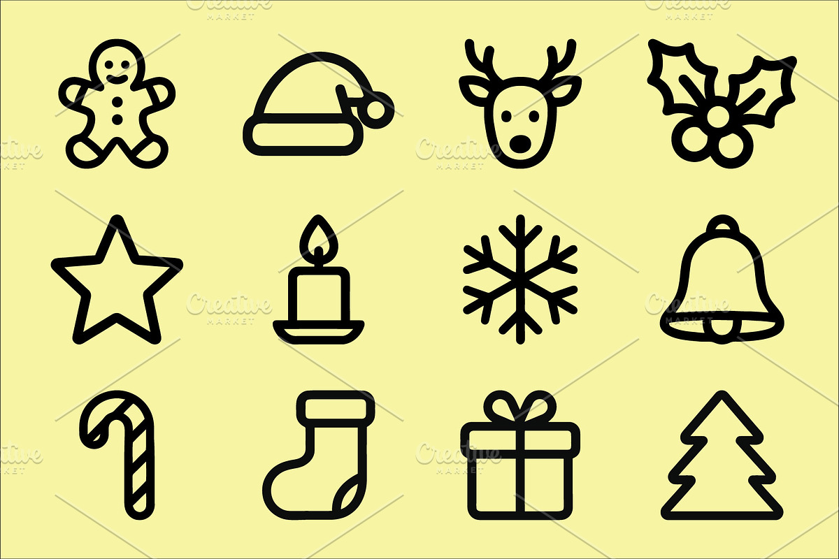 Christmas Holiday Vector Icons, an Outline Icon by Vectorium Studio (Photo 1 of 2)