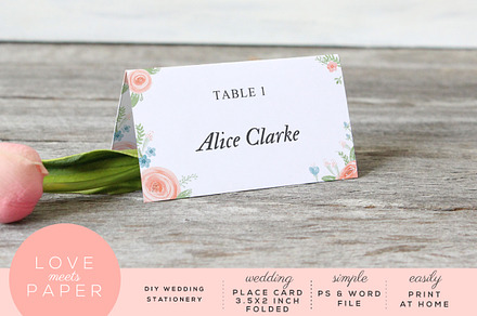 Table Name Place Card PC2019, a Card Template by Love Meets Paper