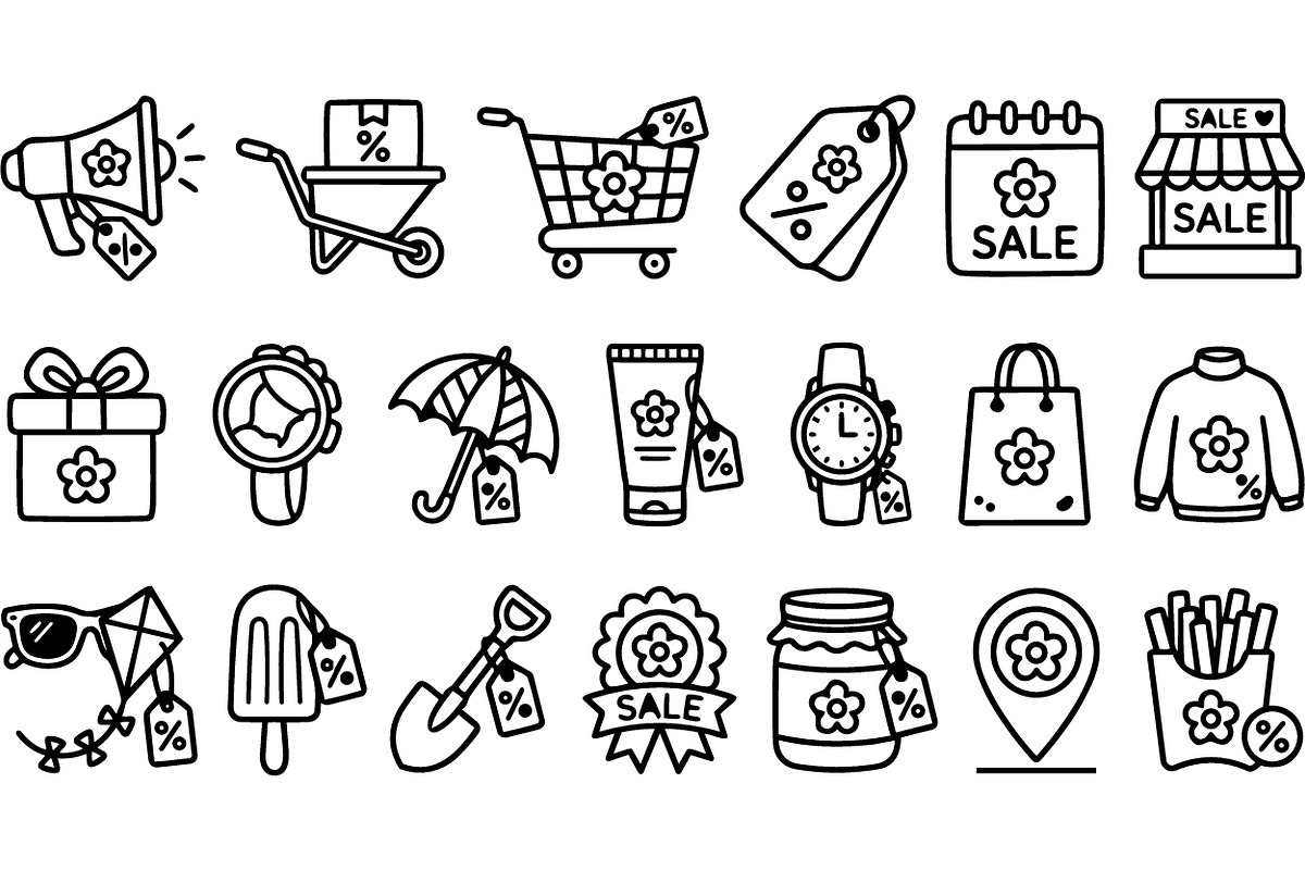 Retail Sale Outline Icons Set, an Illustration by designvectx (Photo 2 of 3)