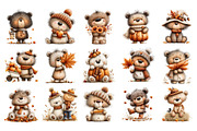 Cute Autumn Bear PNG Clipart Bundle, a Seasonal Illustration by Nicolle's Colorful Art (Thumbnail 5 of 5)
