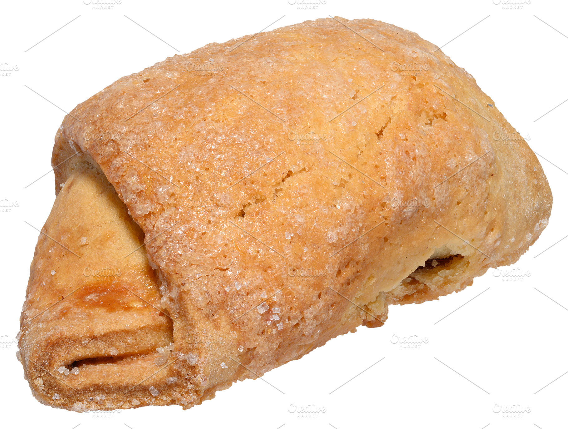 Freshly baked croissant with filling, generously sprinkled with, a Food & Drink Photo by ndanko