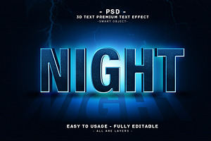 Night 3D Editable Psd Text Effect, a Layer Style Add-On by Md Jahidul99