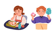 Cute happy kids eating food set, a Person Illustration by Good Studio (Thumbnail 5 of 5)