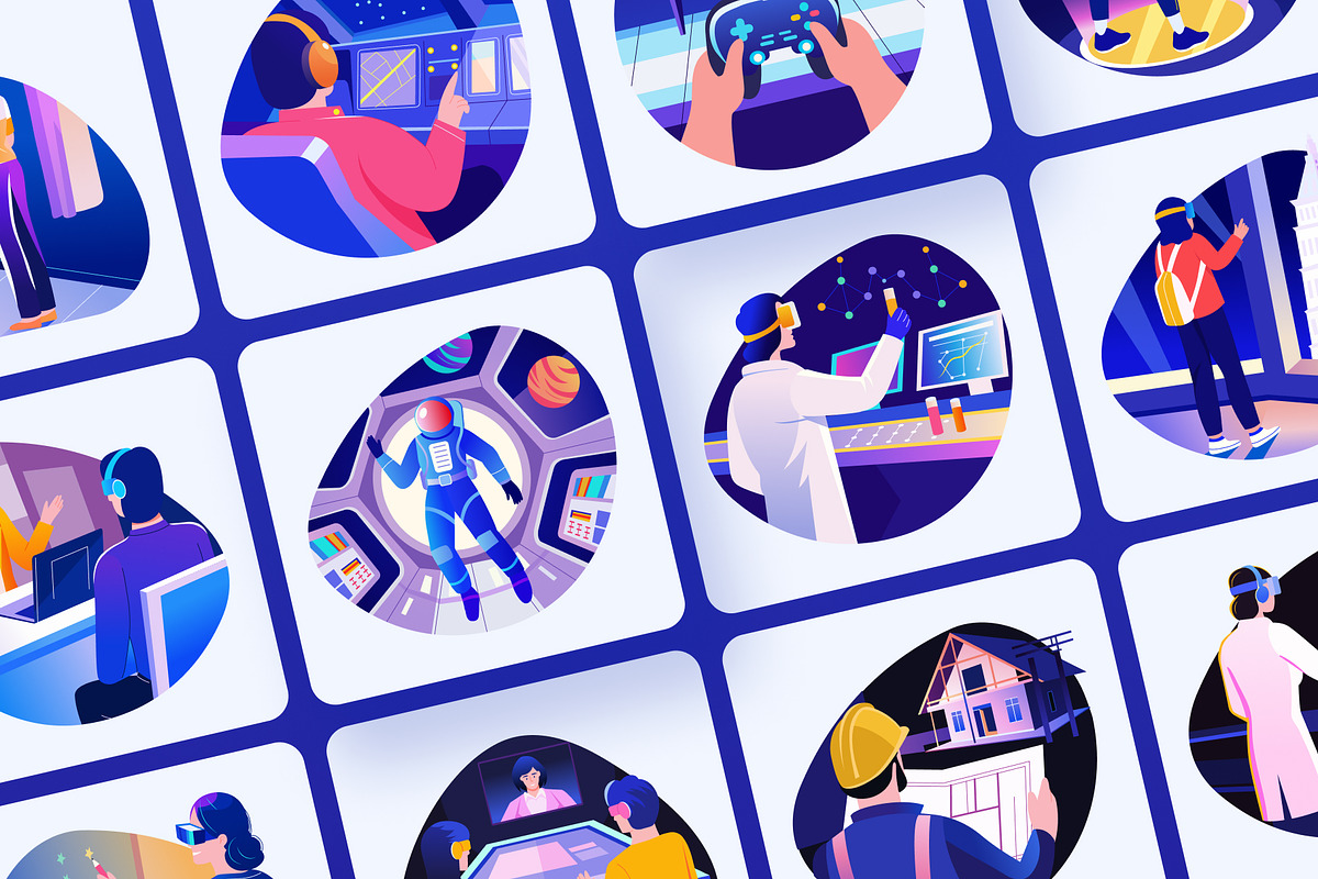 Animated AR and VR Technology Art Se, a Technology Illustration by Brickclay (Photo 5 of 5)