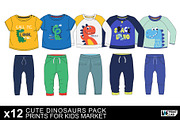 CUTE DINOSAURS PRINT PACK, an Illustration by MKE Print Lab. (Thumbnail 2 of 2)