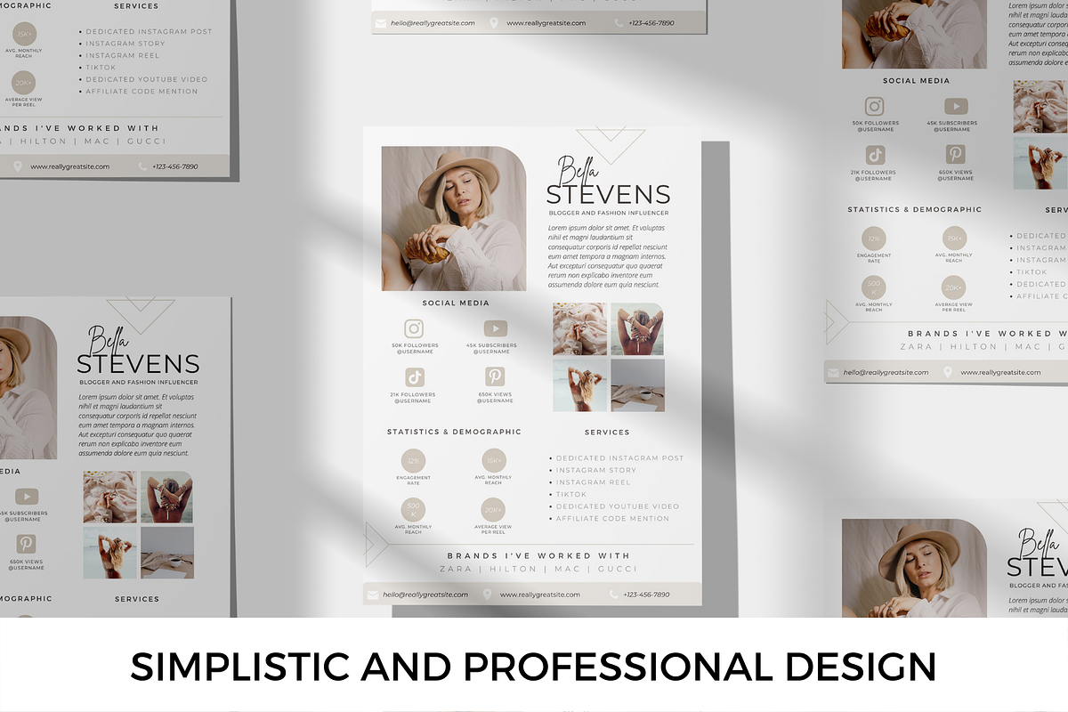1 Page Media Kit Template - Beige, a Presentation Template by CoCreatorDesigns (Photo 2 of 7)