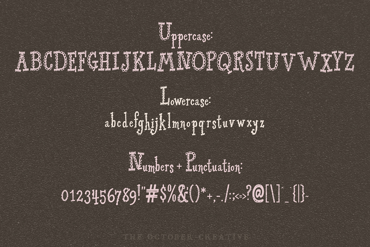 Lacedrunk Lace Pattern Font, a Slab Serif Font by The October Creative (Photo 2 of 8)