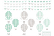 Mint Green Hot Air Balloons, an Illustration by Amanda Ilkov (Thumbnail 4 of 5)