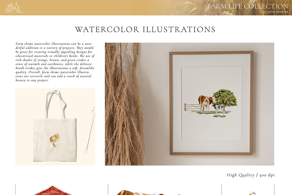 Farm Life Watercolor Collection, an Object Graphic by Julia Dreams (Photo 6 of 12)
