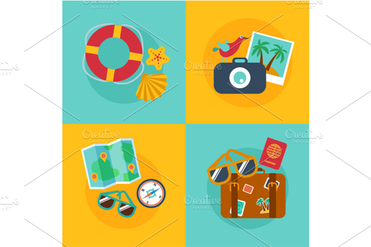 Summer trip in a flat style., an Object Graphic by KundolaArt (Photo 4 of 4)