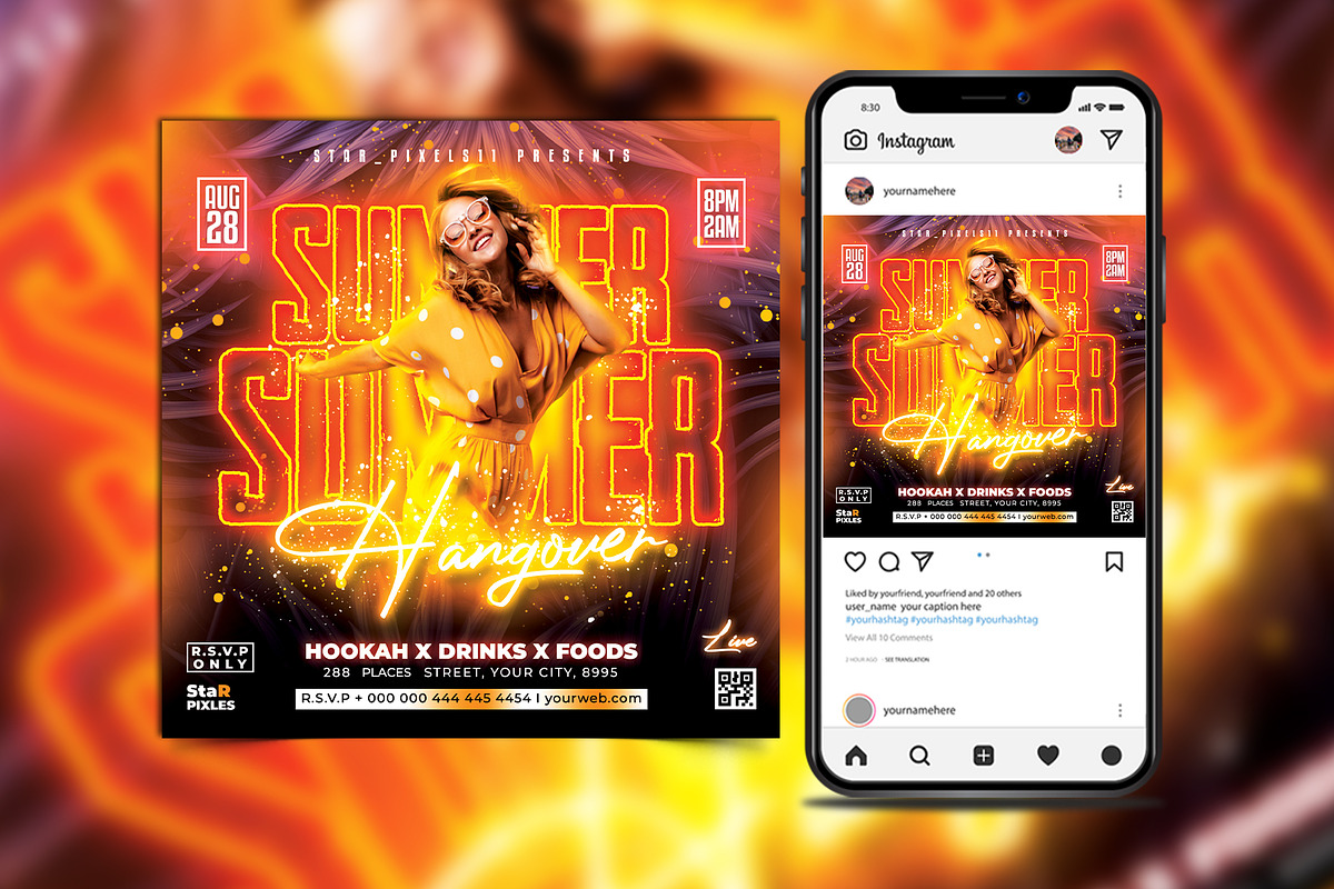 Summer Party Flyer Template, a Flyer Template by FlyerPixles(SP11) (Photo 1 of 3)