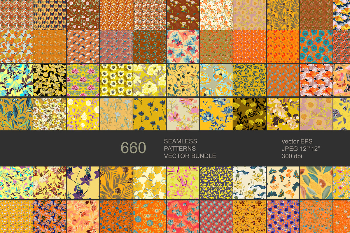 Floral seamless vector bundle, a Pattern Graphic by PatternsBlooming