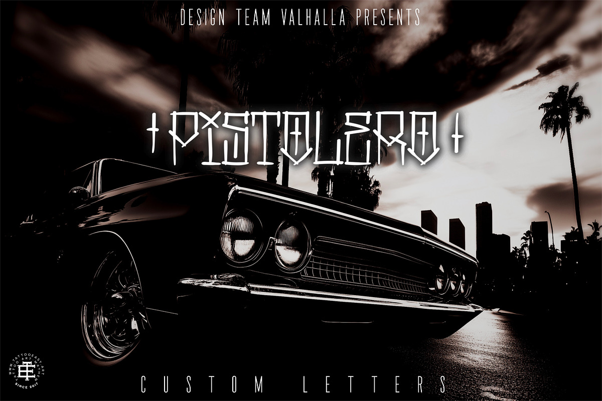 Pistolero, Custom hand drawn font, a Handwritten Font by Studio.Valhalla (Photo 1 of 5)