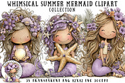 Whimsical Summer Mermaid Clipart, an Illustration by OK Design (Thumbnail 1 of 6)