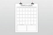 2026 Vertical 8.5x11 Inch Calendar, a Stationery Template by Running With Foxes (Thumbnail 2 of 5)