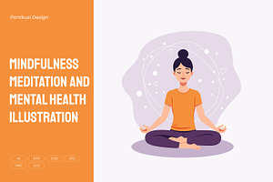 Mindfulness Meditation Mental Health, a Person Illustration by Partikusi Design