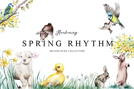 Spring rhythm-watercolor set
