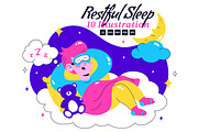 10 Restful Sleep Vector Illustration, a Person Illustration by denayunebgt (Thumbnail 1 of 4)