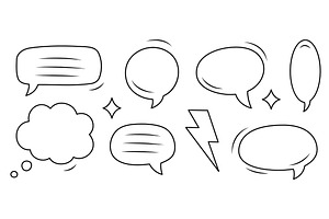 Hand drawn comic speech bubbles set, an Object Illustration by GraphiShop