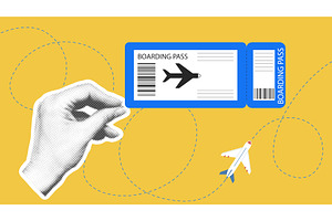 Airplane boarding pass in female, a Transportation Illustration by Tati_Kli