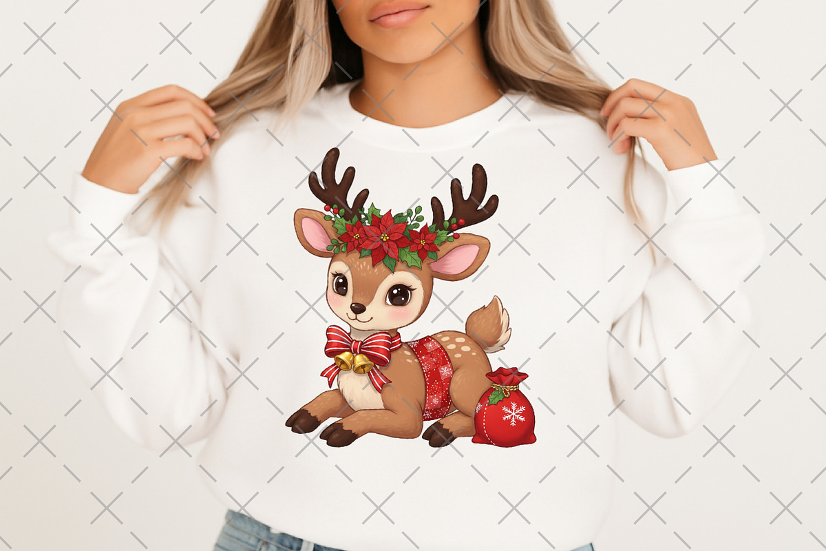 Christmas Deer Patchwork PNG, an Illustration by Craft Nest (Photo 2 of 6)